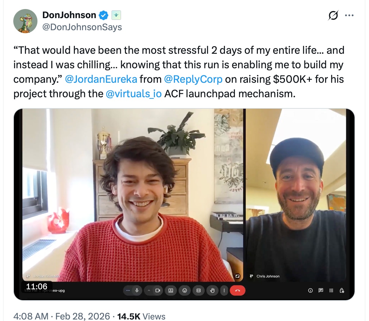 $500K raised via ACF Launchpad — DonJohnson on Jordan / Replycorp