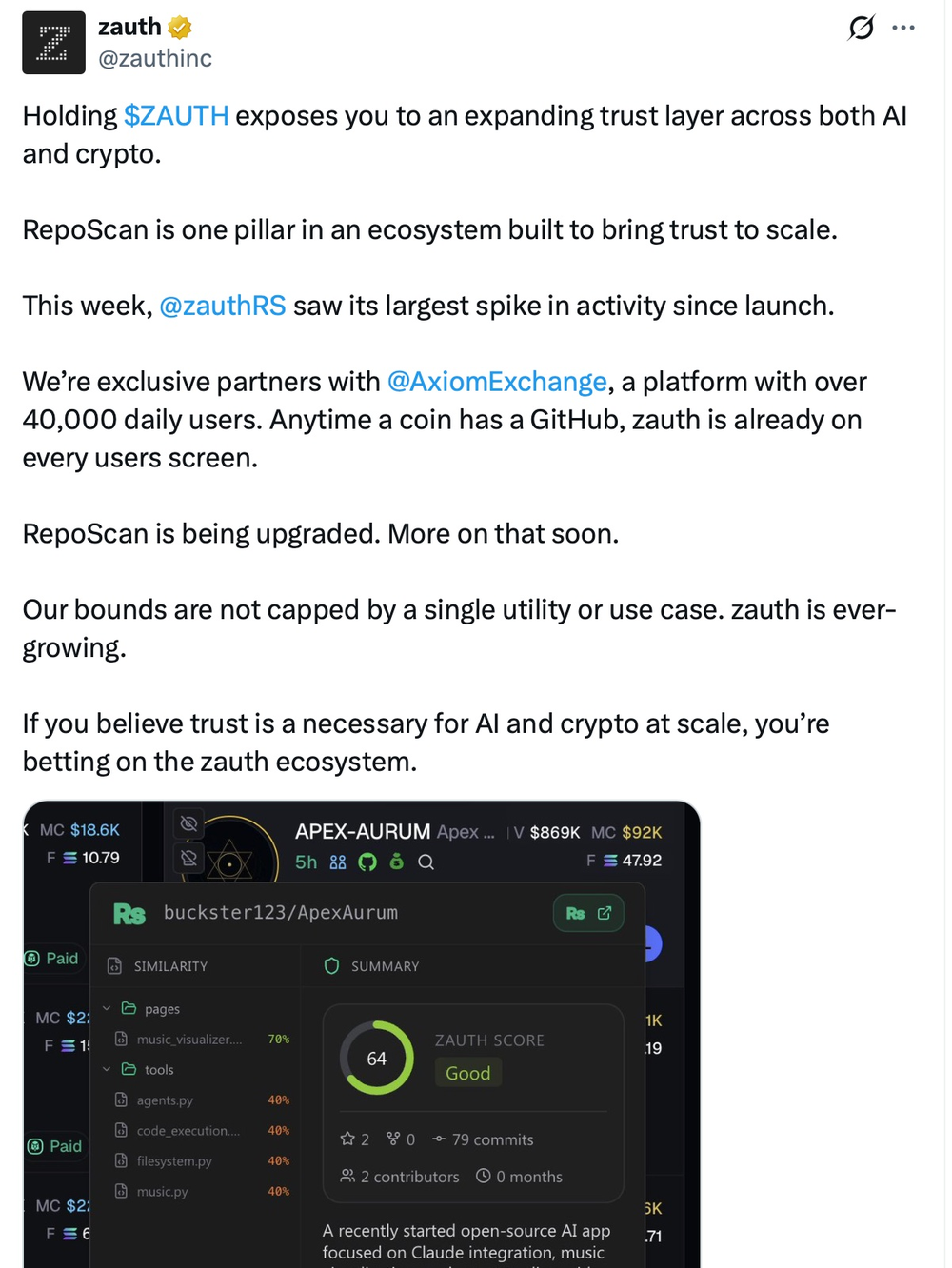 Zauth Axiom integration · 40K daily users
